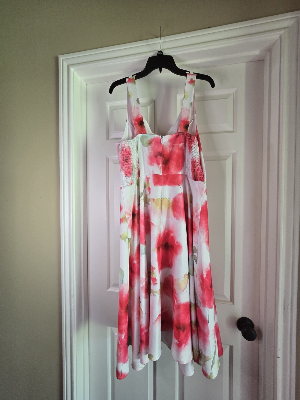 Floral Midi Dress with Pink Watercolor Print - Picture 3 of 9